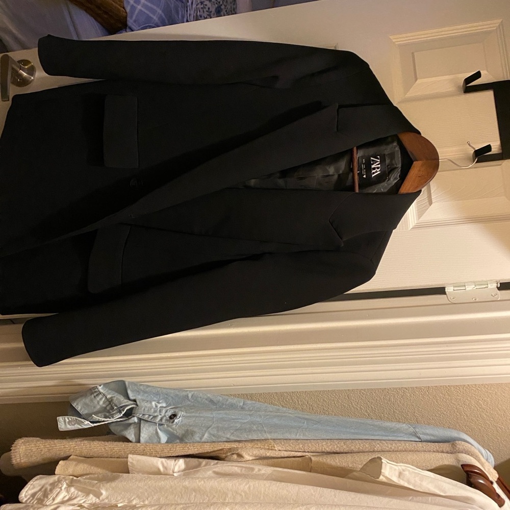 Zara Basic Black Oversized Blazer - Size Large - image 5